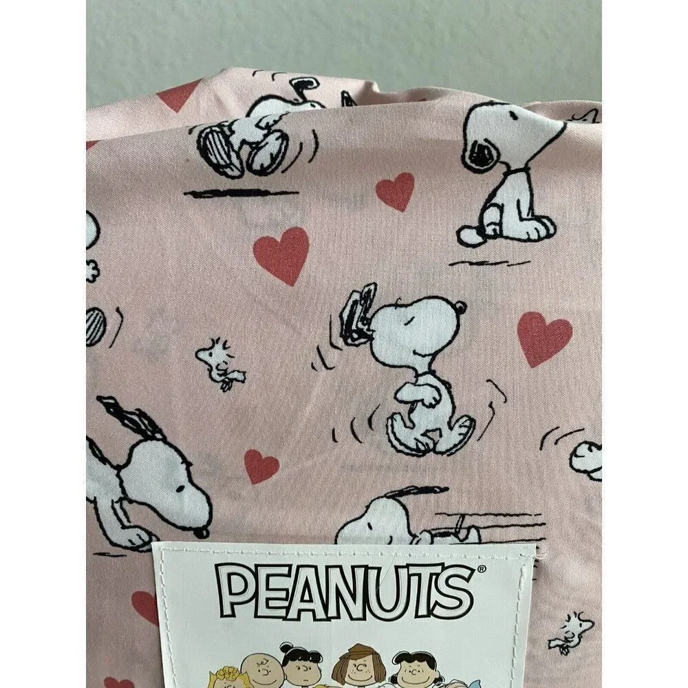 4 Pc Peanuts Snoopy Hearts Pink‎ Valentines Day QUEEN Size Sheet Set Soft NEW